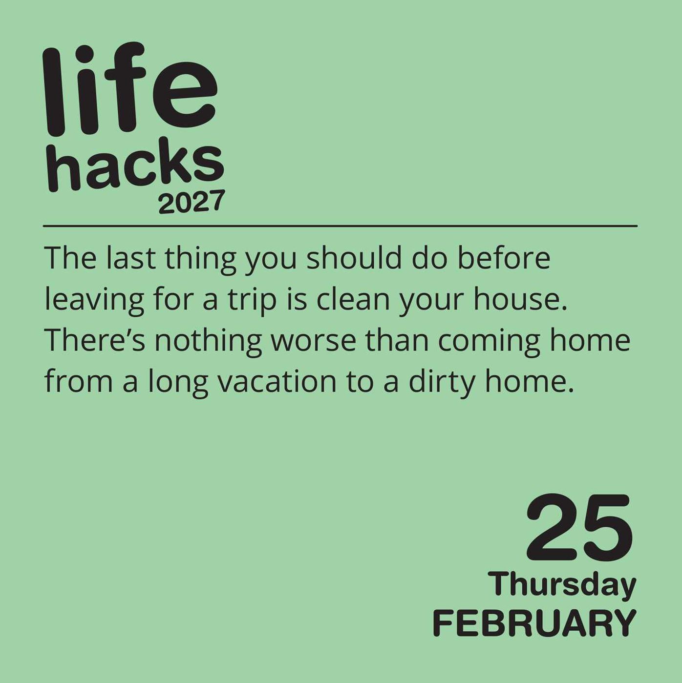 2027 Life Hacks Day-to-Day Calendar
