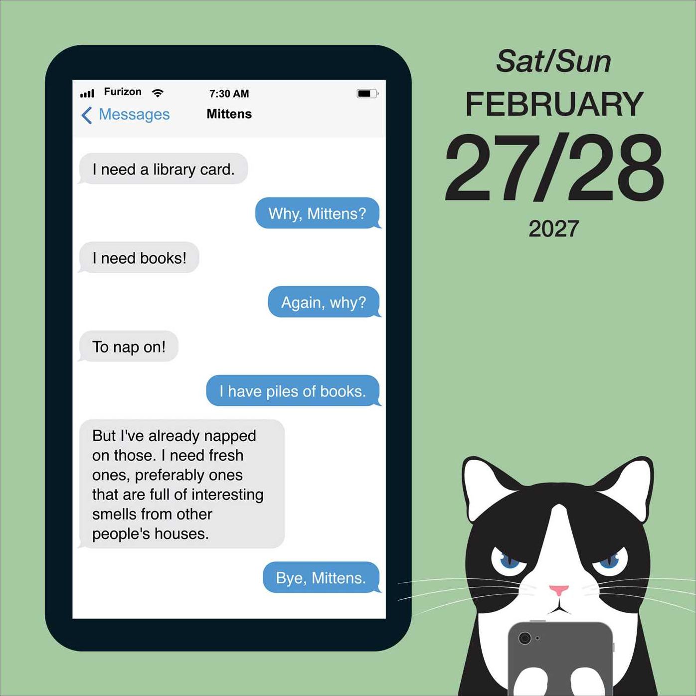 2027 Texts from Mittens the Cat Day-to-Day Calendar