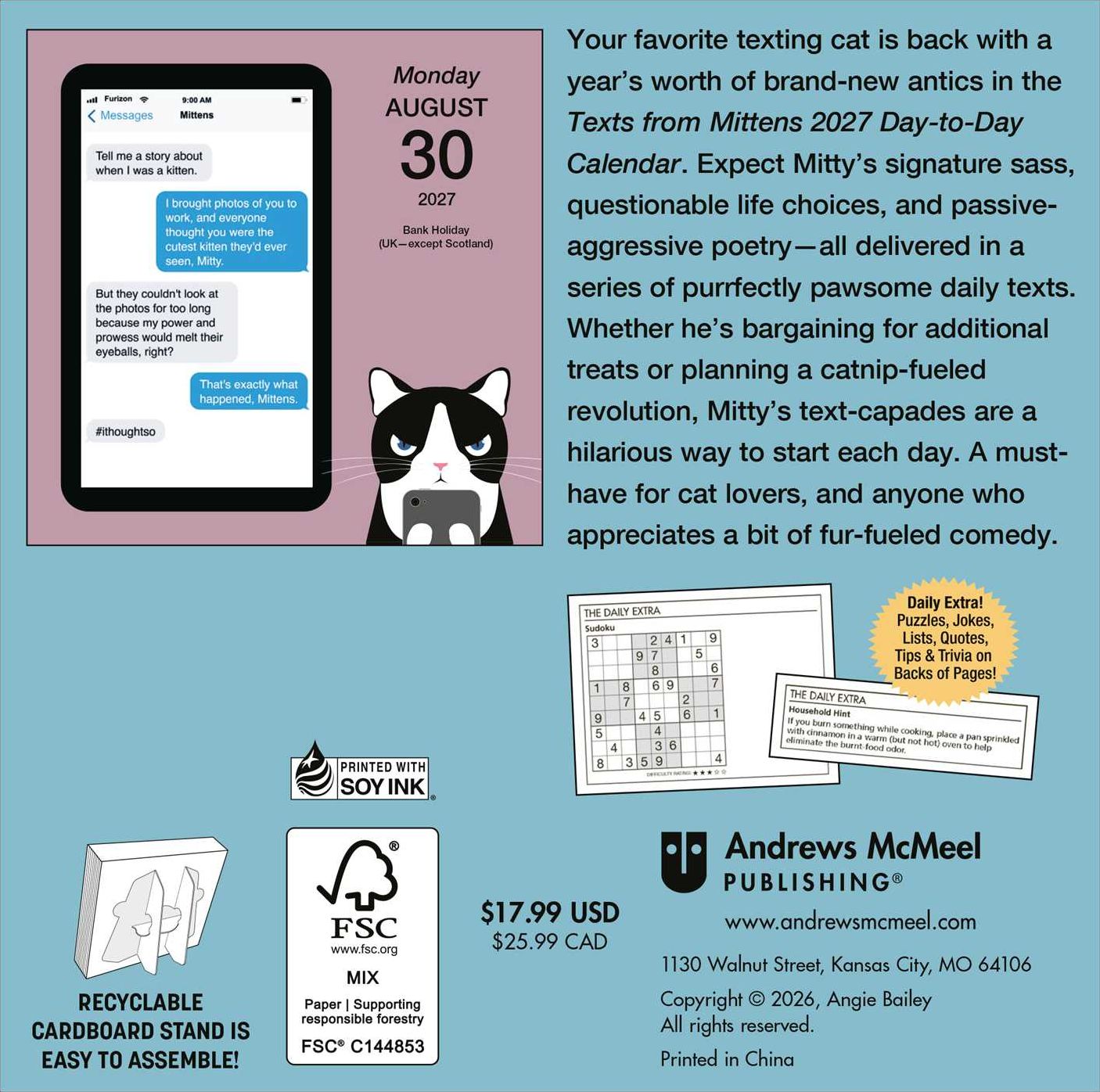 2027 Texts from Mittens the Cat Day-to-Day Calendar