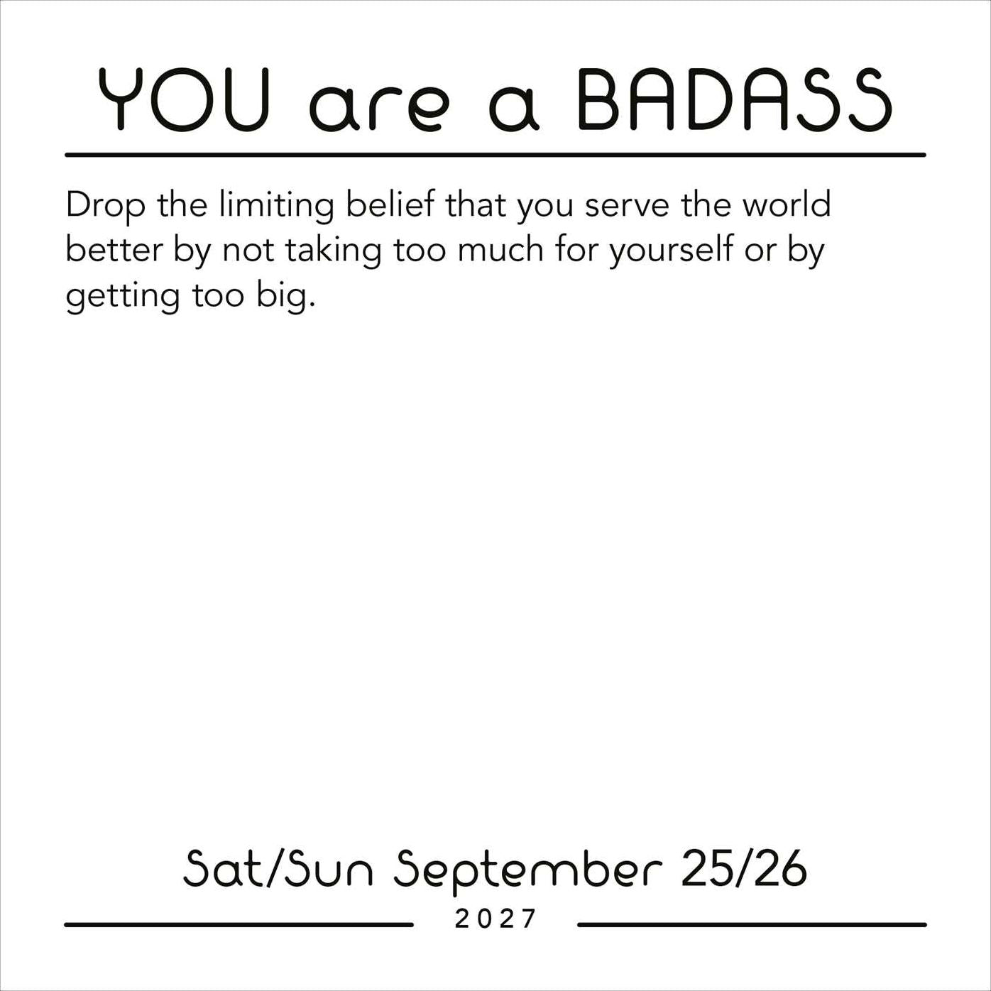 2027 You Are a Badass Day-to-Day Calendar