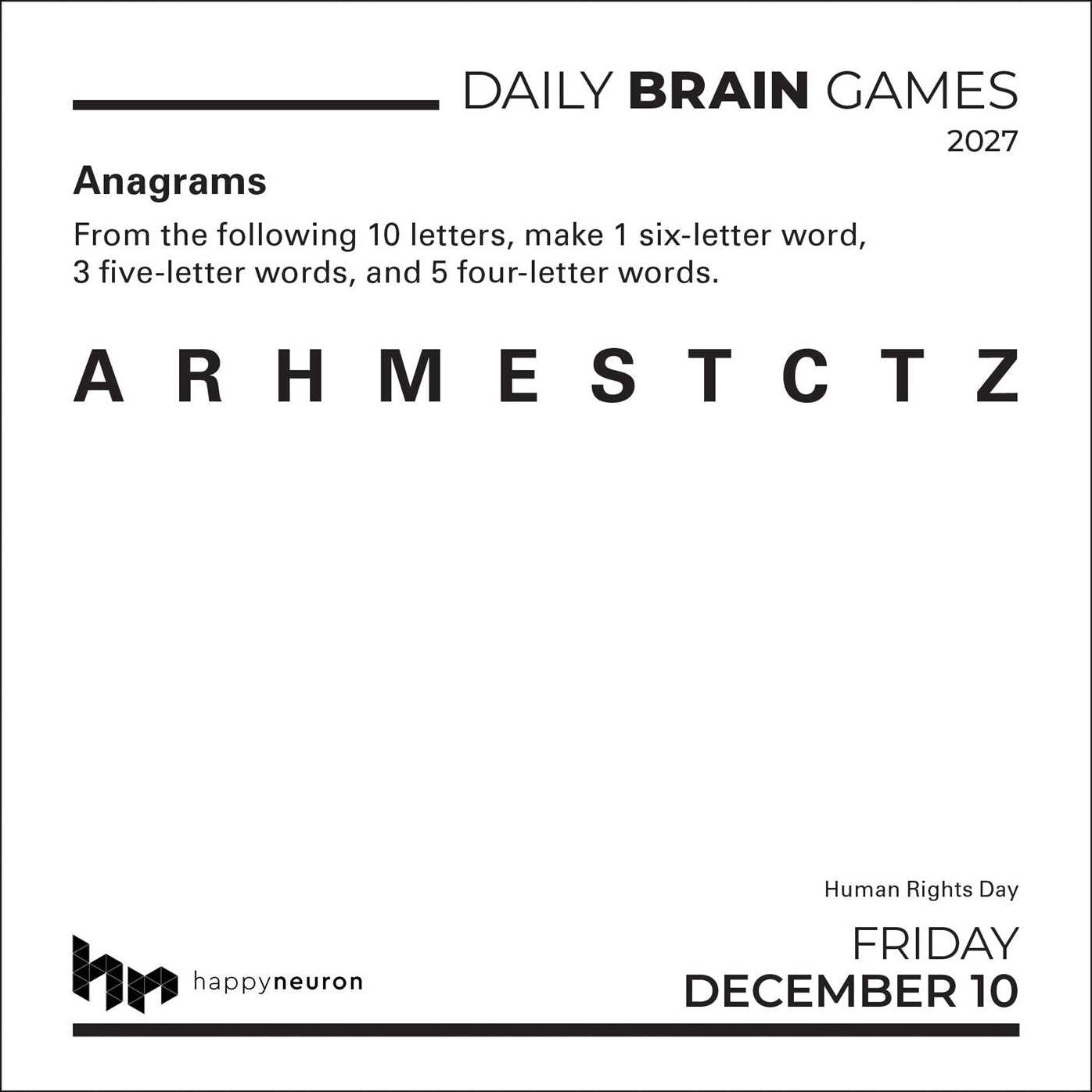 2027 Daily Brain Games Day-to-Day Calendar
