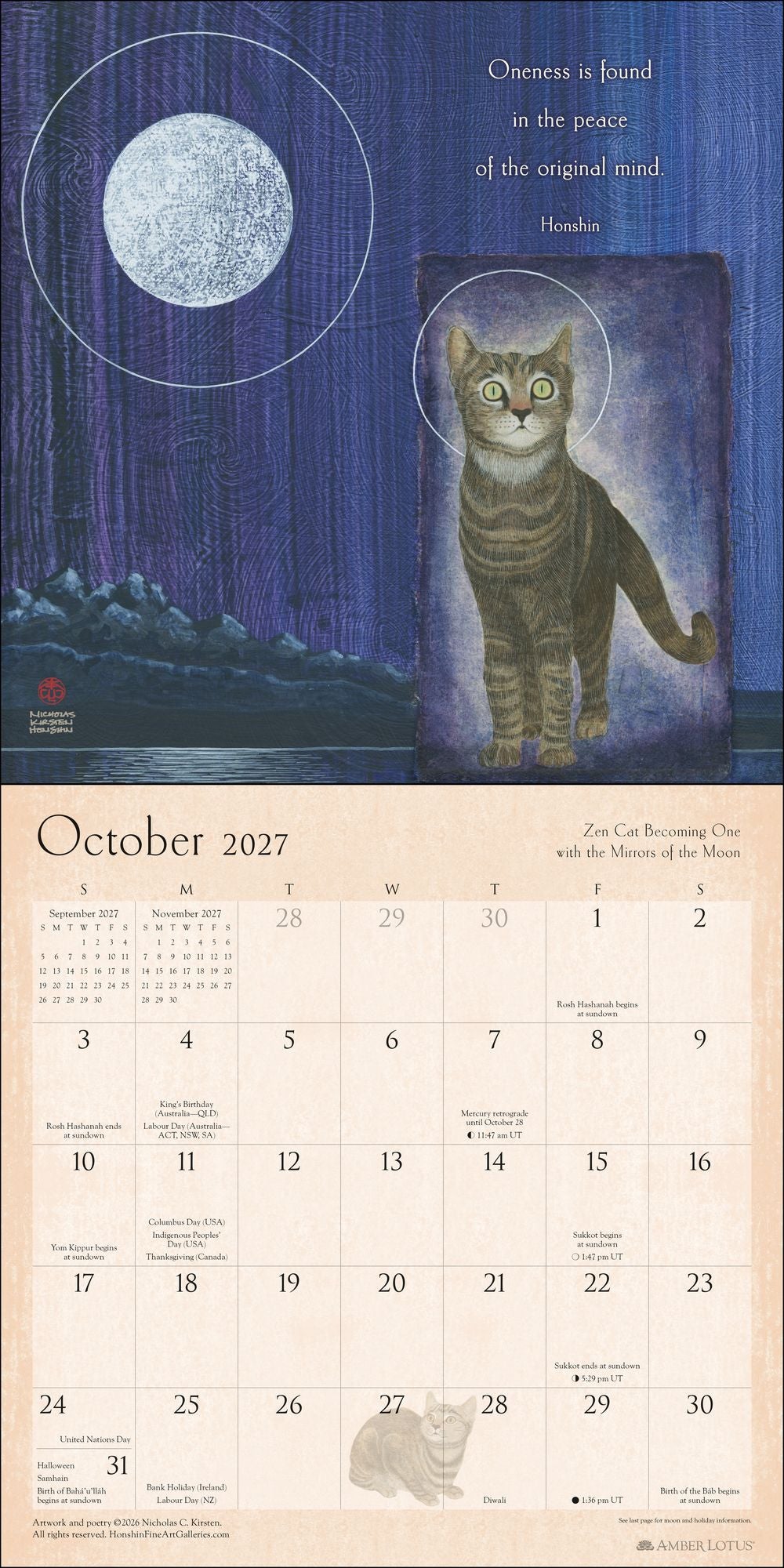 2027 Zen Cat Wall Calendar