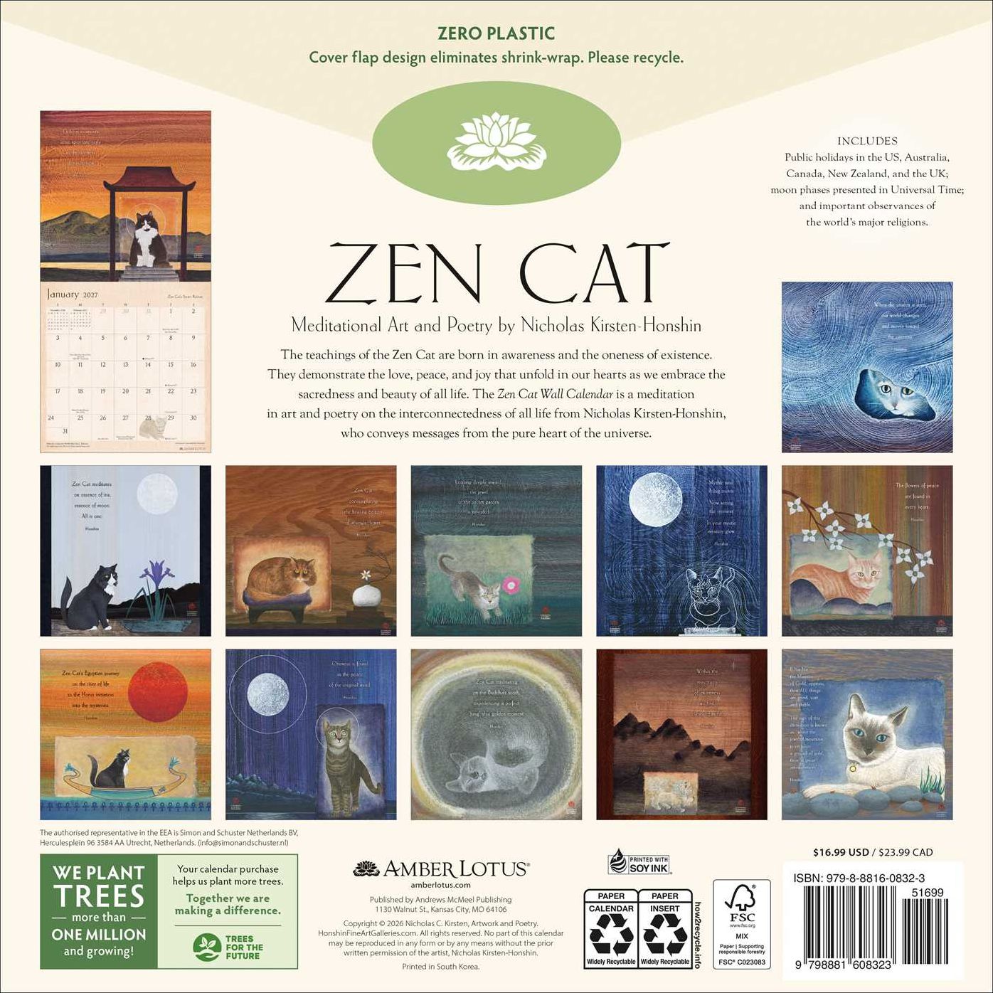 2027 Zen Cat Wall Calendar