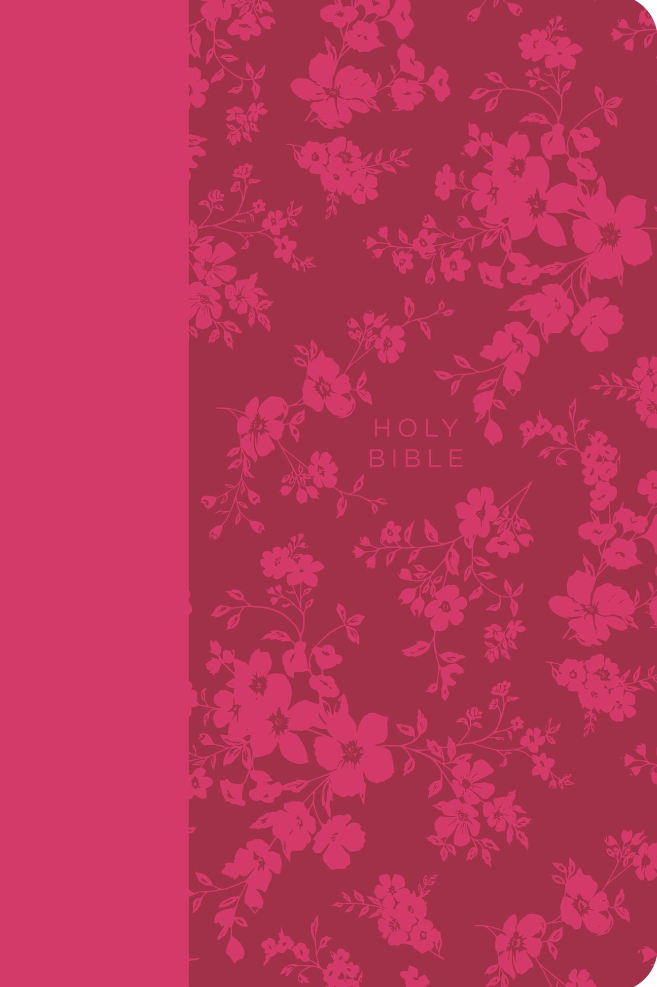 KJV Holy Bible, Large Print Handy Size, Fuchsia Premium Imitation Leather w/Ribbon Marker, Red Letter, Zipper