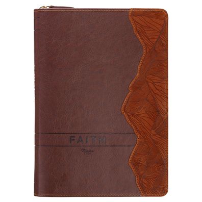 Journal Classic Zip Brown Faith Mountains Matt. 17:20